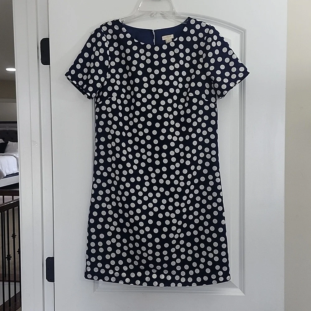 J. Crew Navy Polka Dot Gallery Dress NWOT